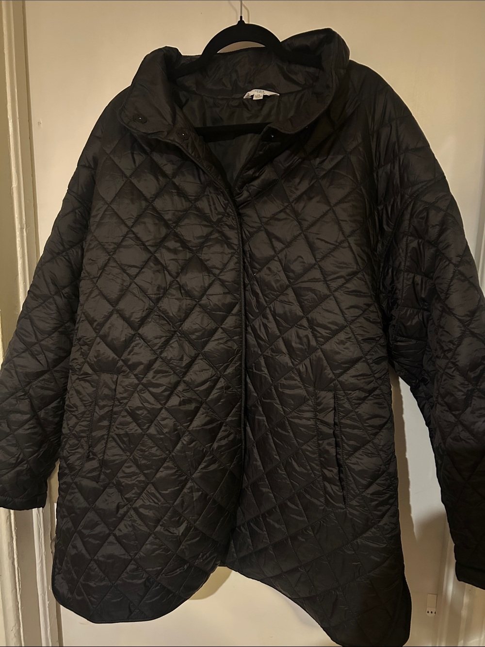 Time and Tru Black Quilted Diamond Puffer Coat